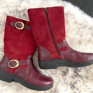 Alegria Kris Boots Midcalf Size  38 Burgundy Red Leather and Suede